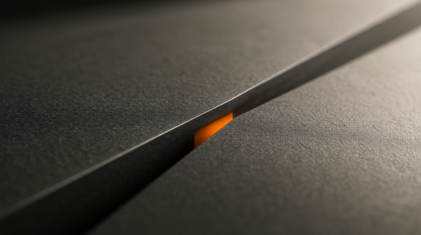 Abstract graphite architecture with a precise orange detail
